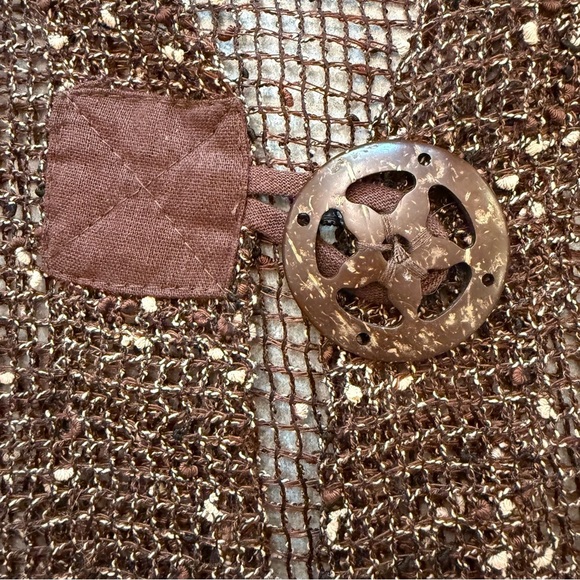 Kaktus Brown Bronze Open Knit Western Boho Cardigan Shrug Vintage Size Large - Picture 6 of 11